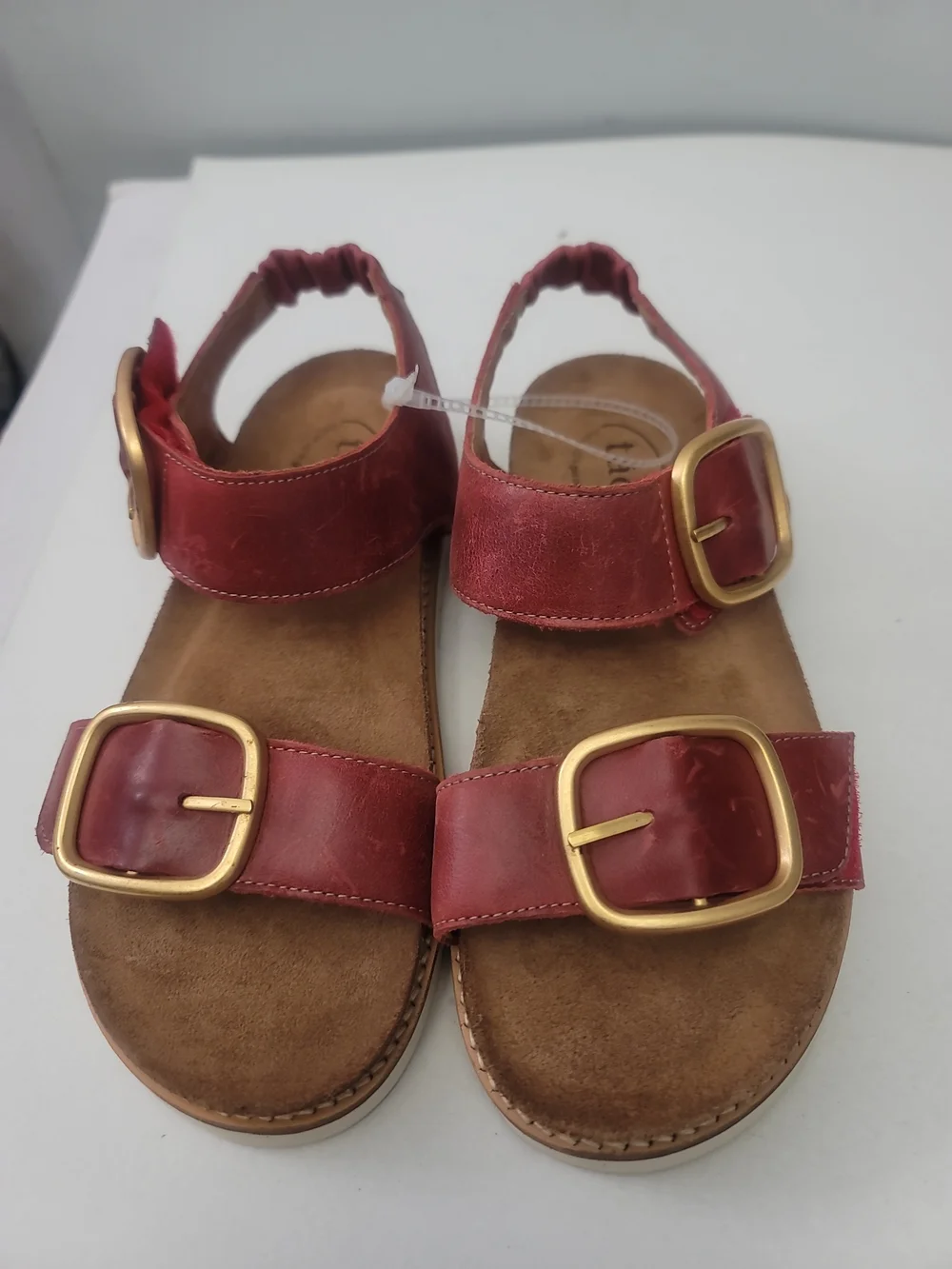 Taos Footwear Red Strap Platform Sandals